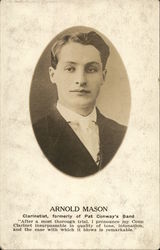 Arnold Mason, Clarinetist, Formerlh of Pat Conway's Band Postcard