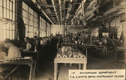 C. G. Conn's Band Instrument Factory - Saxophone Department Postcard