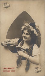 Girl Pouring Falstaff Bottled Beer Advertising Postcard Postcard Postcard