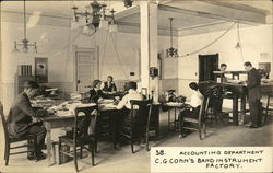 Accounting Department - C. G. Connn's Band Instrument Factory Postcard