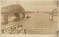 USS Pittsburgh Passing Through the North Sea Canal Drawbridge Ships Postcard Postcard Postcard