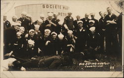 Pie-Eating Contest, USS Pittsburgh Trompeloup, France Navy Postcard Postcard Postcard