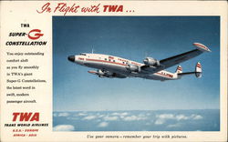 TWA Super-G Constellation Airline Advertising Postcard Postcard Postcard