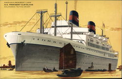 American President Lines S.S. "President Cleveland" Postcard