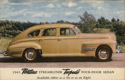 1941 Pontiac Streamliner Torpedo Four-Door Sedan Cars Postcard Postcard Postcard