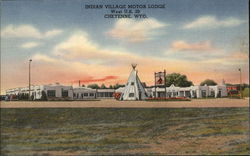 Indian Village Motor Lodge Cheyenne, WY Postcard Postcard Postcard