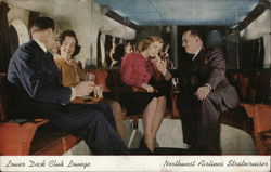 Lower Deck Club Lounge - Northwest Airlines Stratocruiser Postcard