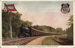 The St. Louis-Colorado Limited passing Forest Park, St. Louis Postcard