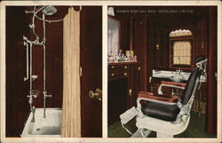 2 Views: Barber Shop and Bath - Overland Limited Postcard