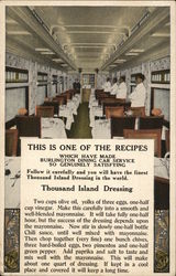 Burlington Dining Car Service - Recipe, Thousand Island Dressing Trains, Railroad Postcard Postcard Postcard