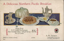 A Delicious Northern Pacific Breakfast St. Paul, MN Postcard Postcard Postcard