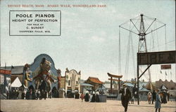 Boardwalk, Wonderland Park Revere Beach, MA Postcard Postcard Postcard