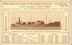 New England Fuel & Transportation Co. Steel Steamship "Newton" Steamers Postcard Postcard Postcard