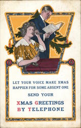 Send Your Xmas Greetings by Telephone Telephones Postcard Postcard Postcard