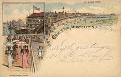 Boardwalk and Beach Atlantic City, NJ Postcard Postcard Postcard