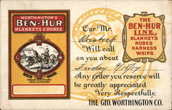 Worthington's Ben-Hur Blankets & Robes Horses Postcard Postcard Postcard