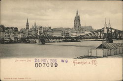 View of City and Bridge Frankfurt, Germany Postcard Postcard