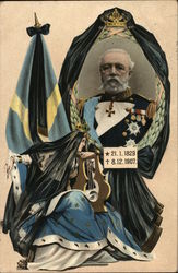 Mourning card for King Oscar II of Sweden Postcard