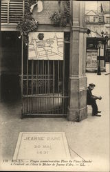 Place du Vieux-Marche -Plaque Commerorating Joan of Arc Rouen, France Postcard Postcard