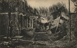 Soldier in the Village. World War I Postcard Postcard