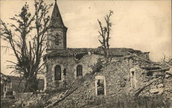 A badly damaged building Bezonvaux, France World War I Postcard Postcard