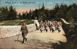 Military Band on the March, Bermuda Postcard Postcard