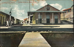 Cusotm House & Main Street Cmmanera, Cuba Postcard Postcard