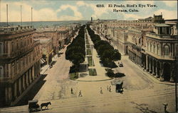 El Prado, Bird's Eye View Havana, Cuba Postcard Postcard