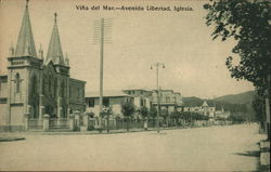 Viña del Mar - Avenida Libertad, Iglesia. Postcard