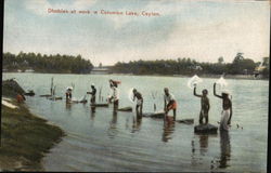 Dhobies at work in Colombo Lake, Ceylon. Sri Lanka Southeast Asia Postcard Postcard