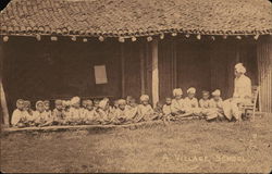 Group of kids sitting outside the house. Bombay, India Postcard Postcard