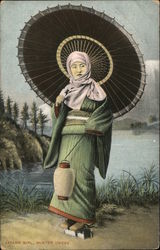 Japane Girl, Winter Dress Postcard