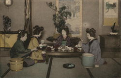 Japanese women having meal. Postcard Postcard