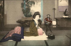 Enjoying a Morning Smoke. Japan Postcard Postcard