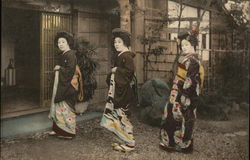 Japanese women in traditional attire Asian Postcard Postcard