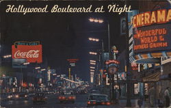 Hollywood Boulevard at Night Postcard