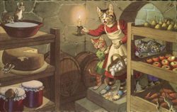 Dressed Cats in Cellar Postcard