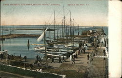 East Harbor, Steamer, Mount Hope Landing Block Island, RI Postcard Postcard Postcard