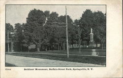 Soldiers' Monument, Buffalo Street Park Postcard