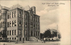 High School and Public Library Postcard