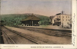 Railroad Station and Post Office Postcard