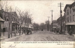 Main Street Looking East from Heffley Drug Store Co. Islip, NY Postcard Postcard Postcard