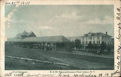 O. & W. Depot and Lennon's Hotel Liberty, NY Postcard Postcard Postcard