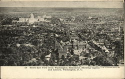 Bird's-Eye View from Washington Monument, Showing Capitol and Library Postcard