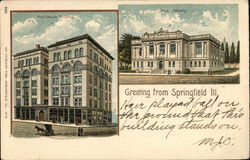 Odd Fellows Building and Lincoln Library Springfield, IL Postcard Postcard Postcard