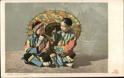 A Bit of Gossip, Japanese Children Asian Postcard Postcard Postcard