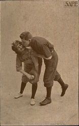 Baseball Player Kissing the Catcher Postcard Postcard Postcard