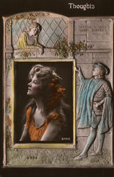 Woman in Inset With Orange Hair Adornment and Blouse Women Postcard Postcard Postcard