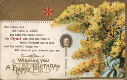 October Birthday - Opal, Golden Rod Postcard