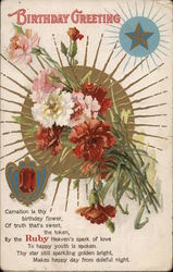 Birthday Greeting - Carnation is Thy Birthday Flower Postcard